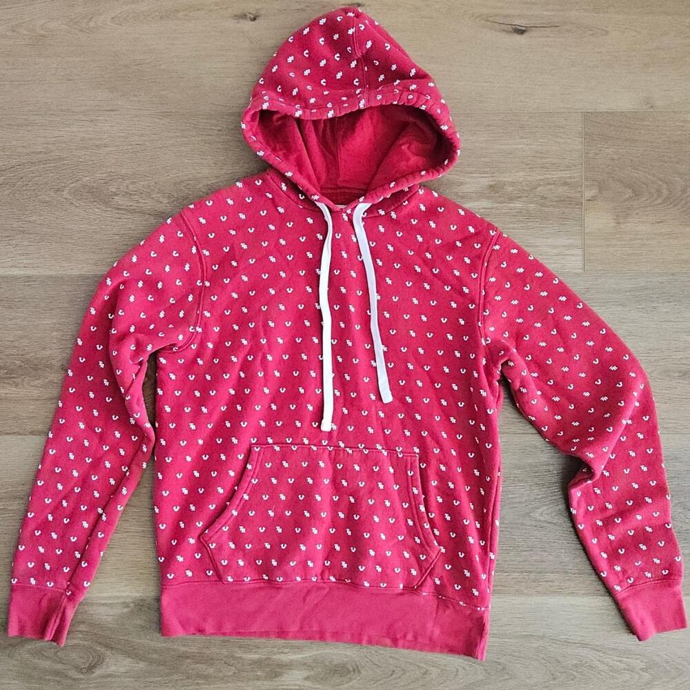 True Religion Red Monogram All Over Print Hoodie - Size M